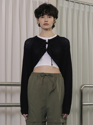 R STRING KNIT BOLERO_BLACK