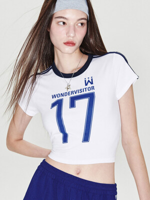 Sporty track crop t-shirt [White]