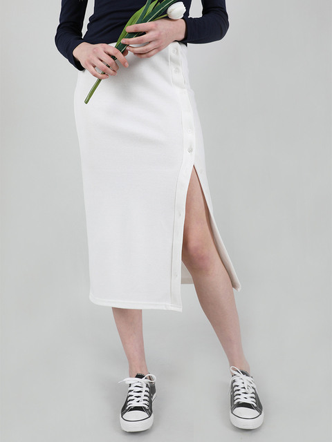 스커트 - 까트린 (CATTLINE) - Button Banding Long Skirt Ivory