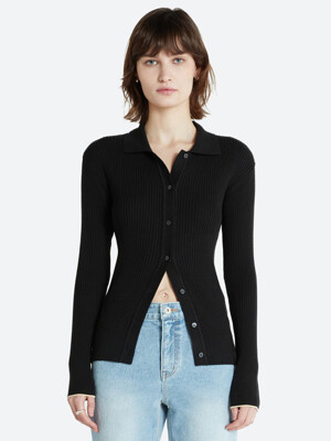 LINDA MODAL-BLEND CARDIGAN BLACK