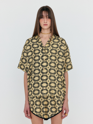 WENNA Patterned Silk Shirt - Beige Multi