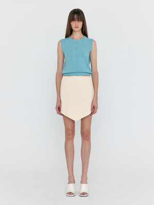 WIVIO Asymmetric Mini Skirt - Light Beige