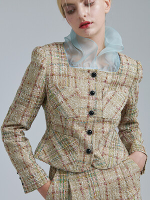 square silk tweed jk