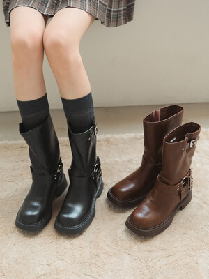 ljh1020 biker middle boots _ 2colors