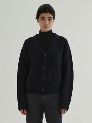 Classic Wool Button Cardigan (Navy)