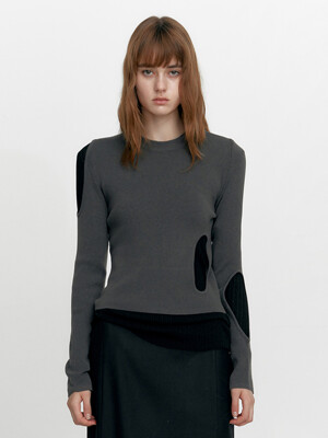 SLIM CUT OUT KNIT, CHARCOAL