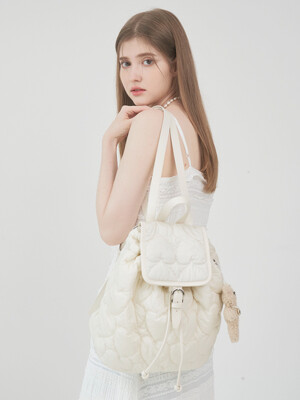 Heart Padding Backpack-Ivory