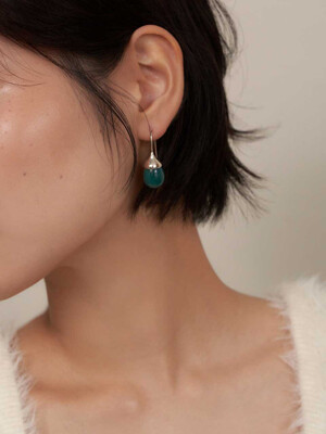 [silver925] green bell hook earring