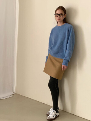 wool mini skirt_ beige