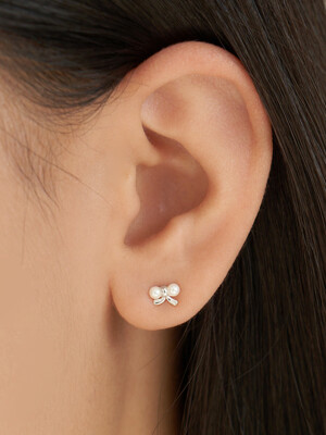 silver 925 pearl ribbon earrings