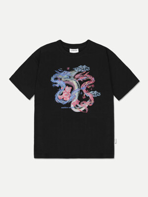 rising dragon Over fit T-Shirts AS1107 (Black)