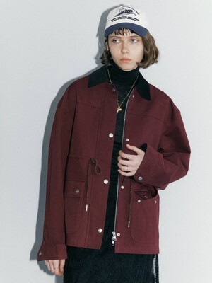 STRING COTTON TWILL FIELD JACKET / BURGUNDY