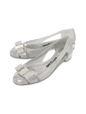 FERRAGAMO 페라가모 바라 보우 여성 젤리 플랫슈즈 VARA JELLY SILVER 0726366