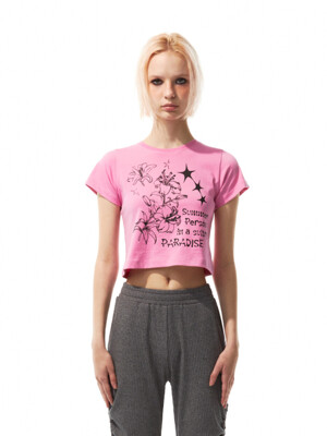 LILY DRAWING CROPPED T-SHIRT (PINK)