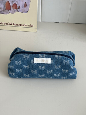 Ribbon Denim Pencil Case