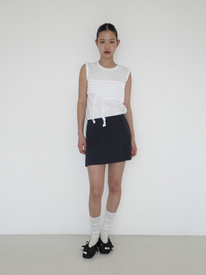 90s Classy Wrap Mini Skirt (NAVY)