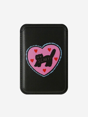 [맥세이프 카드지갑]Black-Pink Love-Scary Cat Magsafe Cardcase