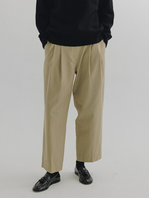 Double pleated pants (Beige)