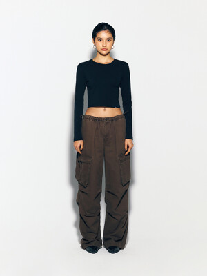 WASH PARACHUTE CARGO PANTS BROWN