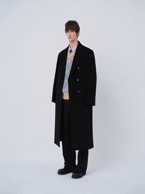 UNISEX TAILORED DOUBLE-BREASTED WOOL COAT BLACK_M_UDCO4D125BK