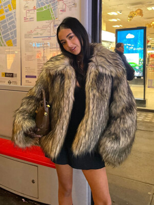 HARPER FAUX FUR JACKET BROWN