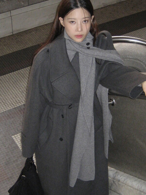 TWO-BUTTON KNIT MUFFLER_GRAY