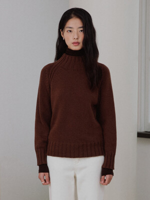 CASHMERE TURTLNECK KNIT_BROWN