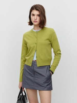 ESSENTIAL CREWNECK KNIT CARDIGAN OLIVE GREEN_UDSW5A209E1