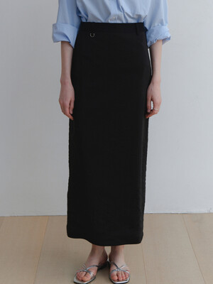 comos 1360 fabric mix maxi skirt (black)