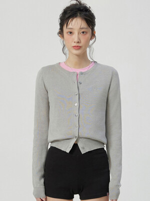 BASIC ROUND KNIT CARDIGAN GREY