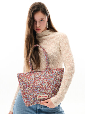 SHOPPER VINTAGE [FLOWER-BROWN]-MEDIUM