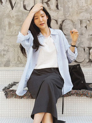 SITP5198 린넨 블렌드 퓨어 셔츠_Powder blue