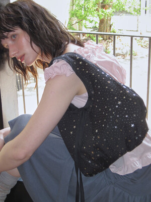 Baby pillow tote bag [Star silver black]