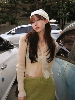 [유하PICK]유센 글로시 시어 니트 가디건_Yusen Cardigan_2colors
