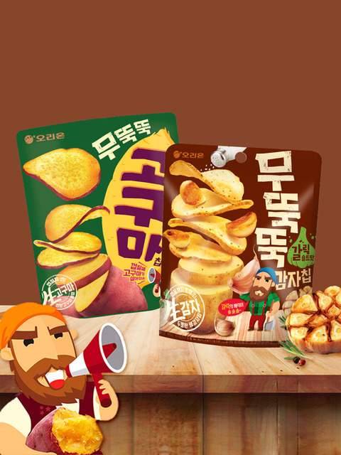 오리온 무뚝뚝감자칩 갈릭솔트맛 106g 3개 + 고구마칩 56g 3개