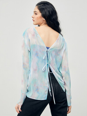 Watercolor See-through Blouse Mint