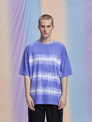 Wave Form Tie dye Slogan T Shirt - Purple