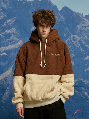 Classic Color Block Fleece Hoodie - Brown