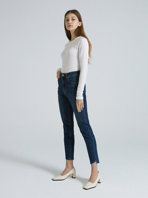 SLIM SIDE UNBALANCE DENIM PT_DARK INDIGO