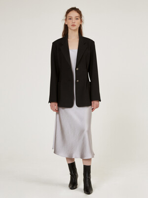 LINEN-LIKE TWO BUTTON BLAZER [Antique] [White] [Black]