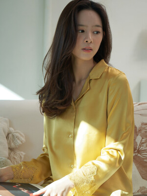 100% Silk PJ SET_Mustard (실크잠옷)