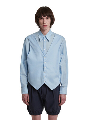 Vest Layered Shirt_Sky Blue