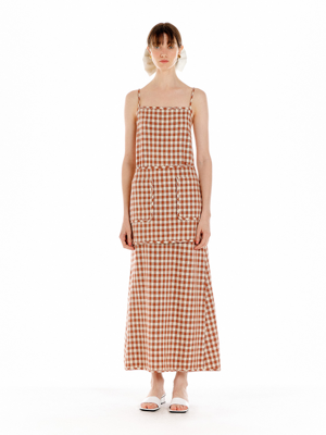 UKKAN Apron Dress - Brown Check