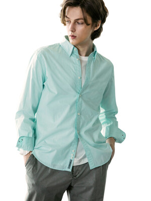 wide collar dyeing shirt - mint