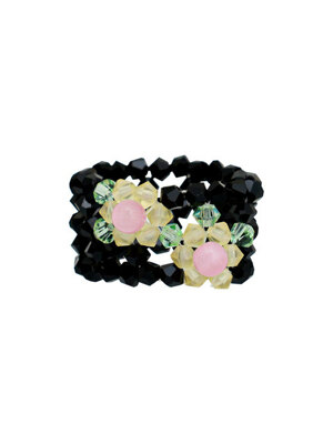 Flower Pixel Beads Ring (Black)