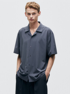SOLID OPEN COLLAR SHIRTS (GREY)