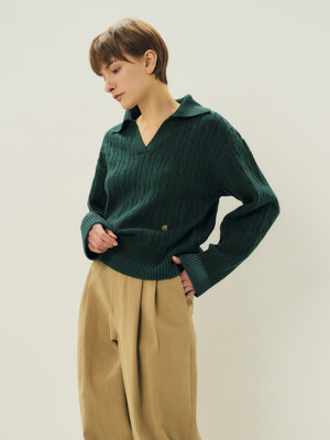 Cable Knit Sweater, Green