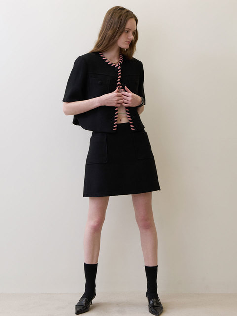 스커트 - 마론에디션 (marron edition) - 23 Summer_ Black Tweed Mini Skirt