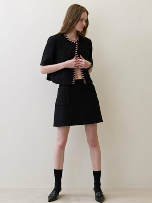 23 Summer_ Black Tweed Mini Skirt
