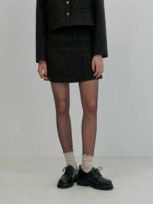23FW Crop Boucle Tweed Skirts_BLACK